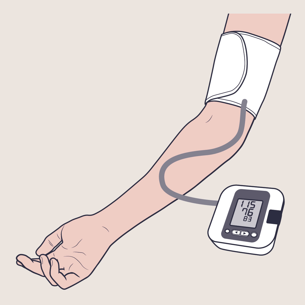 De bloeddruk wordt gemeten